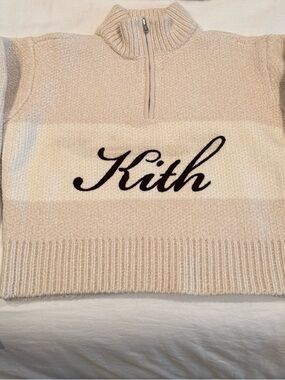 Kith Cream and Black Half-Zip Cowl Sweater